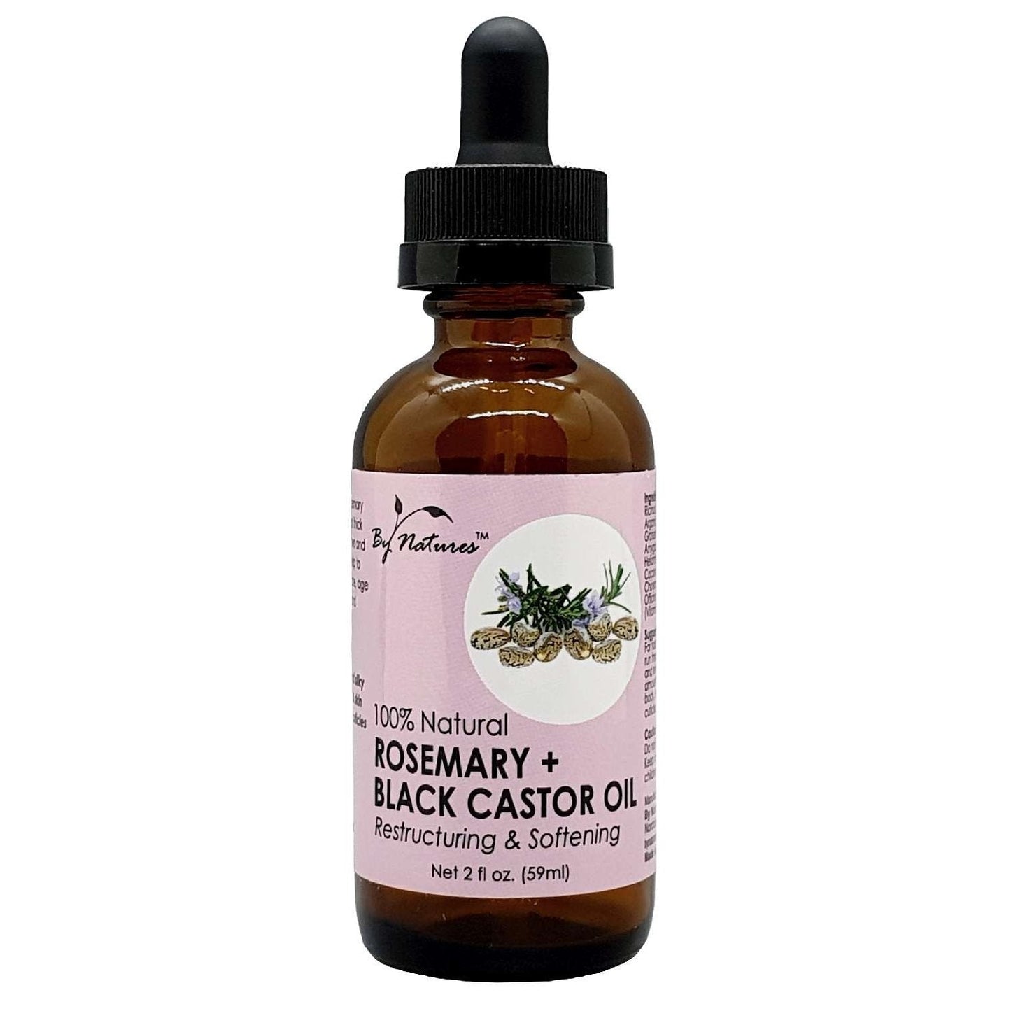 By Natures 100% Natural Rosemary Black Castor Oil 2 Oz