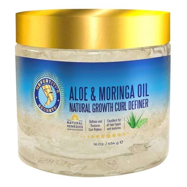 Nefertitis Secrets Aloe Moringa Oil Natural Growth Curl Definer 16 Oz